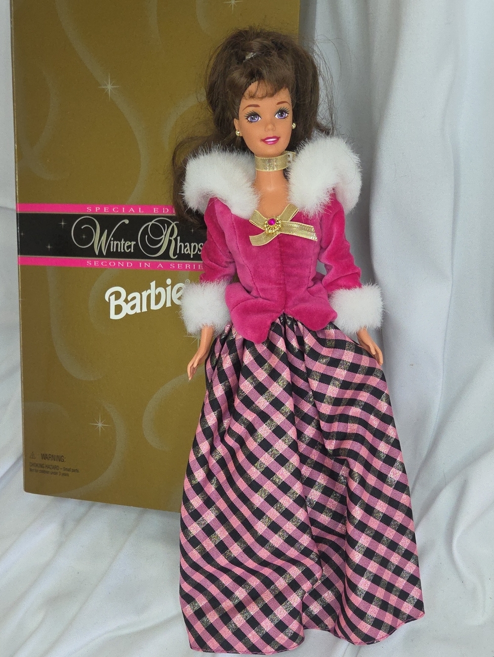 Vintage Barbie Avon Winter Rhapsody Special Edition 1996 With Stand And Box